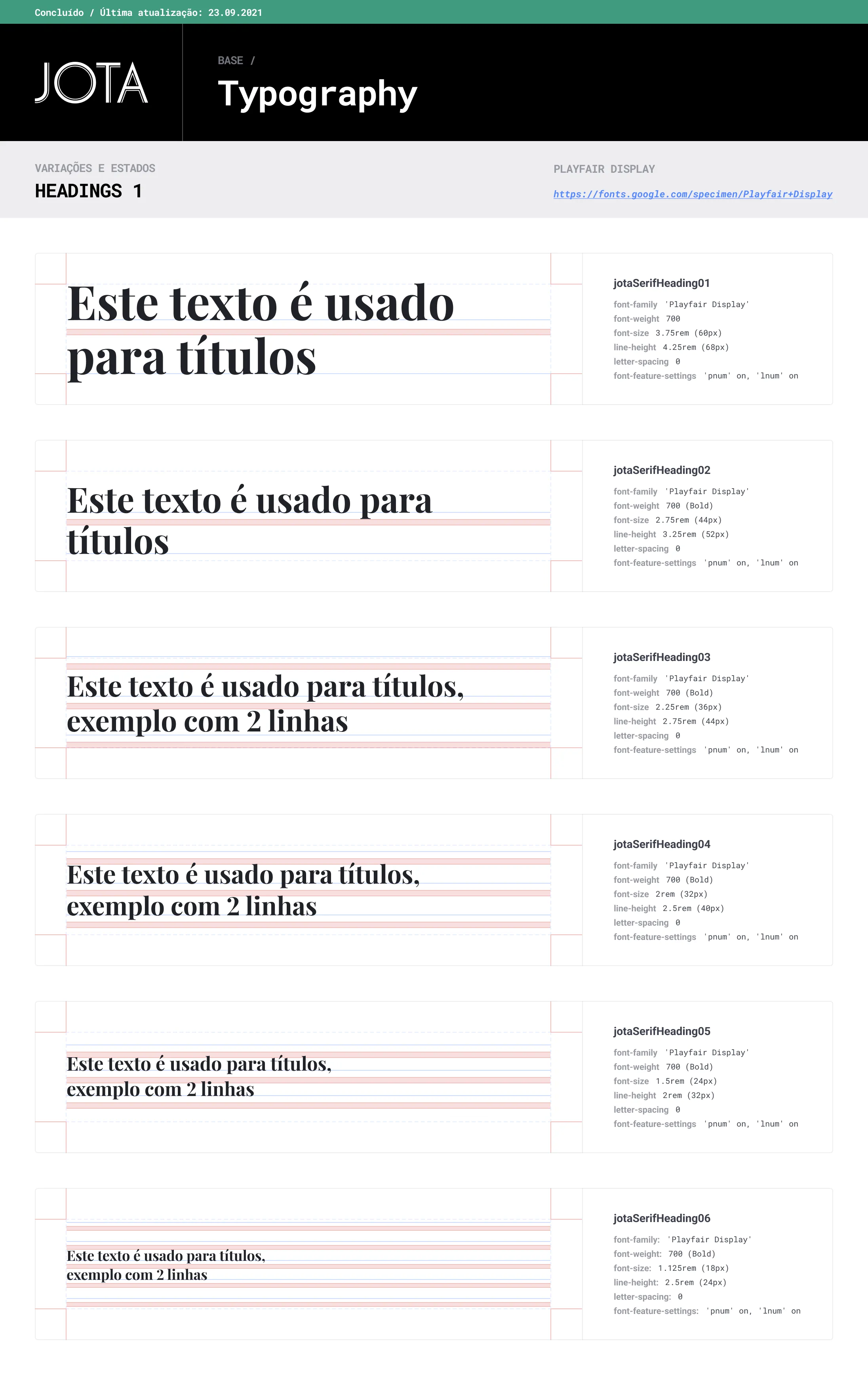 Type scale for headings, serif version